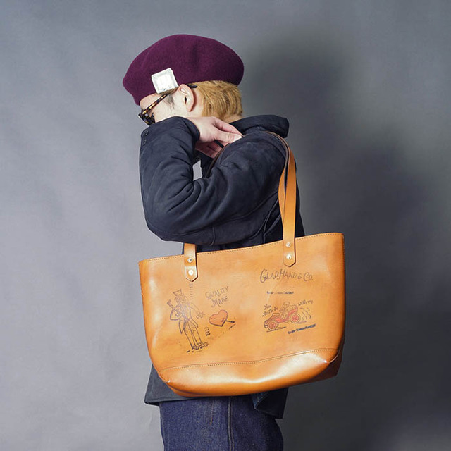 ※最終価格※GLADHAND トートバッグ vasco × GLADHAND「LEATHER TRAVEL TOTE BAG / BROWN」レザートートバッグ