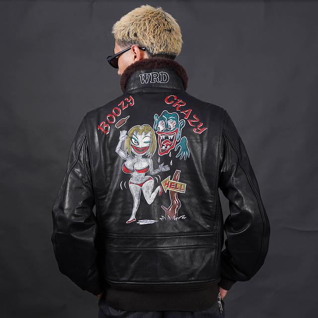WEIRDO/ウィアード「BOOZY & CRAZY - G1 TYPE JACKET HAND PAINT / BLACK」G-1タイプゴートレザージャケット