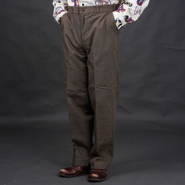 OLD CROW/オールドクロー「OLDROD - DOUBLE KNEE TROUSERS / CHARCOAL」ワイドストレートトラウザーズ