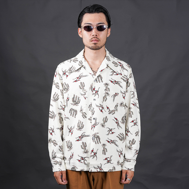 BY GLAD HAND/バイグラッドハンド「SPIRIT BIRD - L/S SHIRT / IVORY」オリジナルコットンレーヨン長袖シャツ