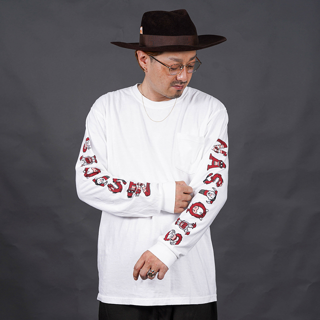 NASTOYS/ナストイズ「NASTY MONSTER L/S POCKET TEE / WHITE」長袖ポケットTシャツ