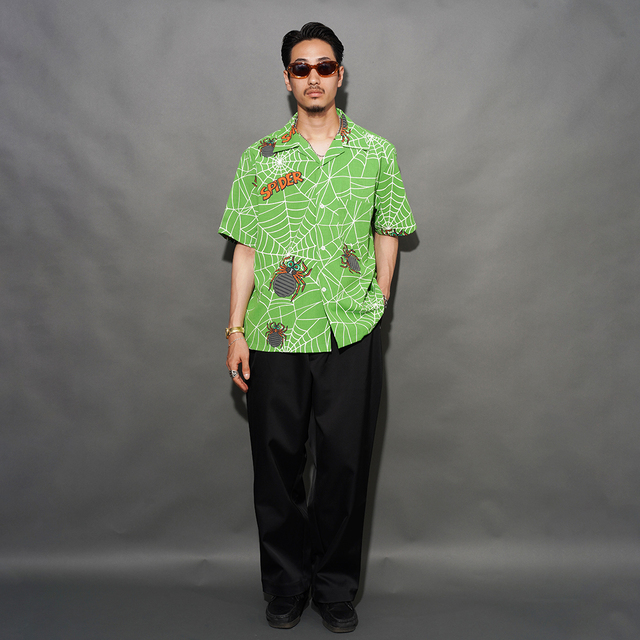 WRD6108 /「SPIDER - S/S SHIRTS / GREEN」オリジナルポリエステル生地