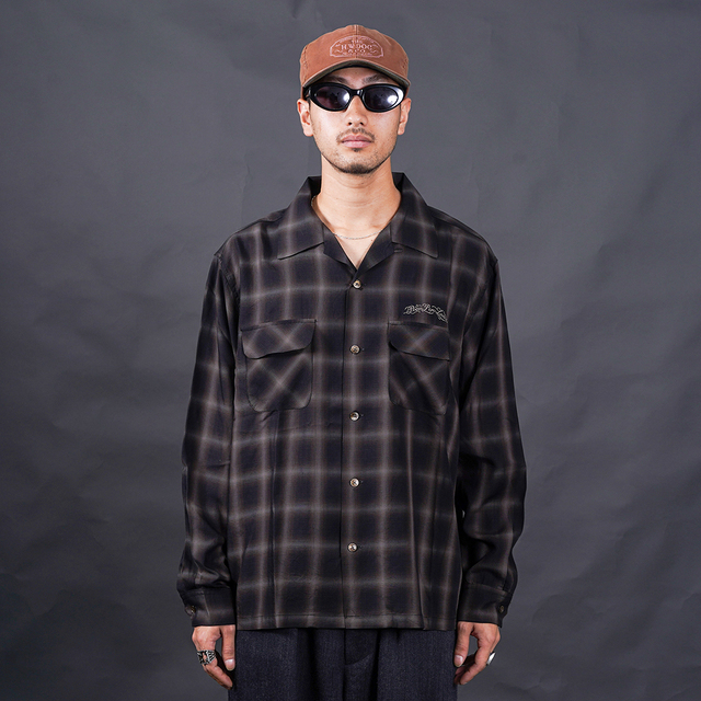 GANGSTERVILLE/ギャングスタービル「LOCOS - L/S CHECK SHIRTS / BLACK」テンセルオンブレーチェック長袖シャツ