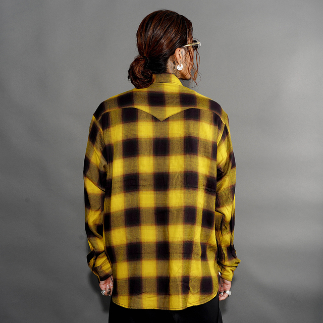 NTS-260301 /「Ombre Skip L/S SHIRTS / YELLOW」オンブレーチェックL