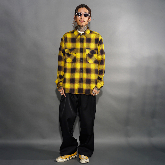 NTS-260301 /「Ombre Skip L/S SHIRTS / YELLOW」オンブレーチェックL