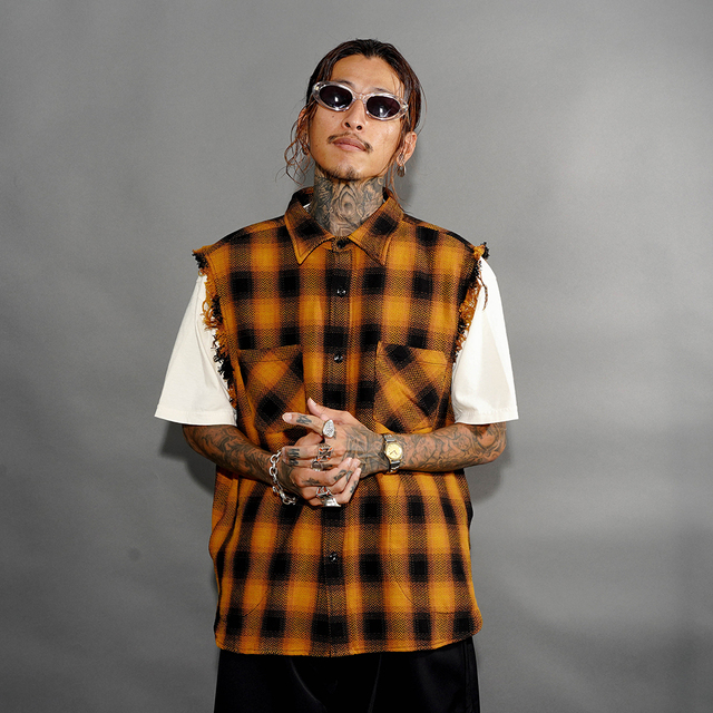 NASTOYS/ナストイズ「CutOff Sleeveless SHIRTS / YELLOW」カットオフシャツ