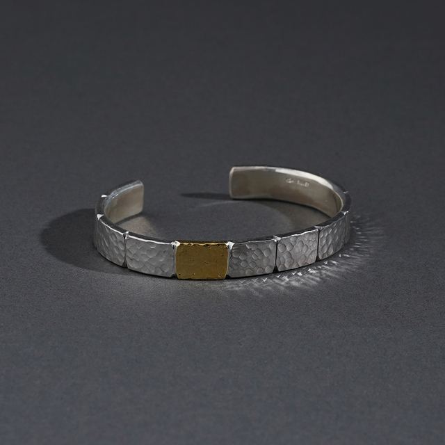 WORN CRAFT / ウォーンクラフト「BLOCKS ART K24GOLD & 950 SILVER BANGLE TYPE.2」バングル