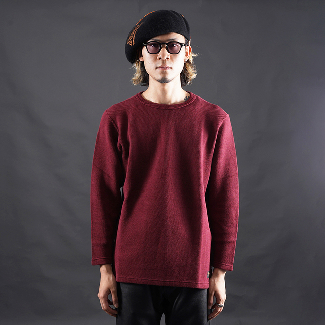 TROPHY CLOTHING/トロフィークロージング「Naval L/S Tee / BURGUNDY」コットンニットクルーL/S Tシャツ