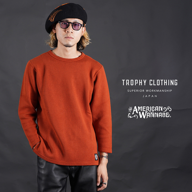 【LIMITED ITEM】TROPHY CLOTHING×THE AMERICAN WANNABE「Naval L/S Tee " EXCLUSIVE COLOR " / ORANGE」コットンニットクルーL/S Tシャツ