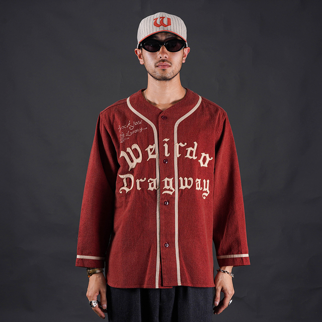 WEIRDO/ウィアード「DRAGWAY - BASEBALL SHIRTS / RED」長袖ベースボールシャツ