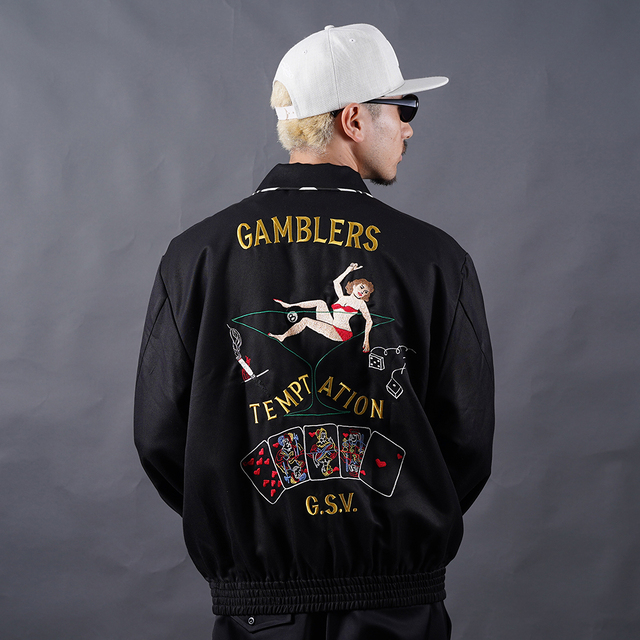 GANGSTERVILLE/ギャングスタービル「GAMBLERS - GABARDINE JACKET / BLACK」レーヨンギャバジンジャンパー