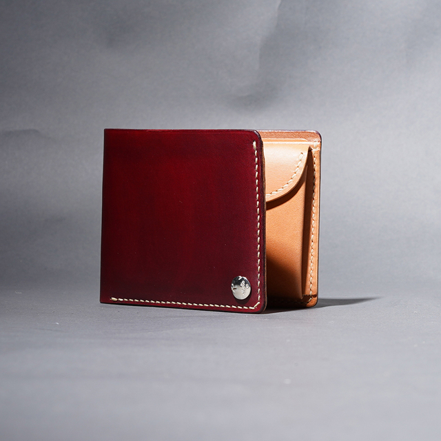 MOTO / モト「W1D HAND-DYED SHORT WALLET / BURGUNDY」手染めショートウォレット