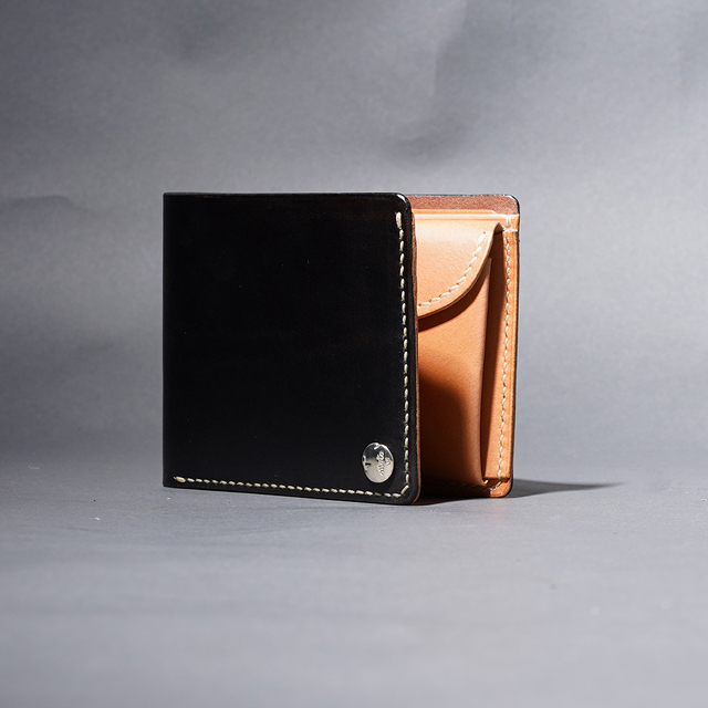 MOTO / モト「W1D HAND-DYED SHORT WALLET / BLACK」手染めショートウォレット