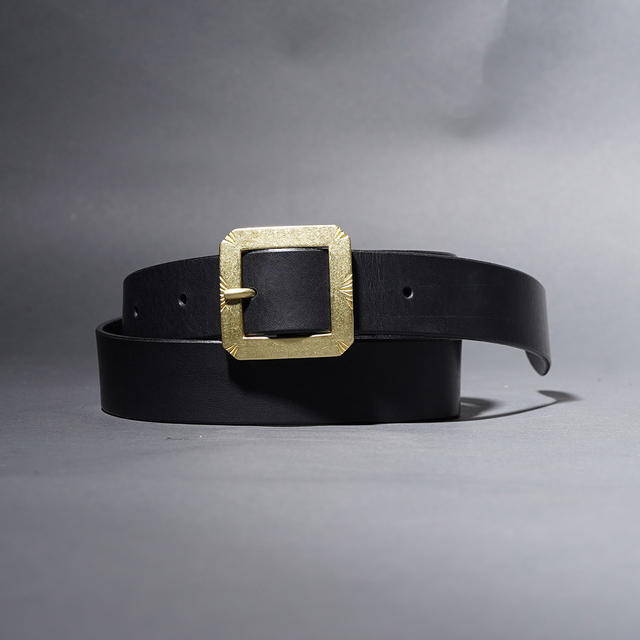 MOTO / モト「LEATHER BELT / BLACK」真鍮製バックルレザーベルト