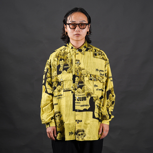 PORTER CLASSIC / ポータークラシック「ROLL UP GAUZE SHIRT (PC SEWING CLUB) / YELLOW」長袖ロールアップシャツ