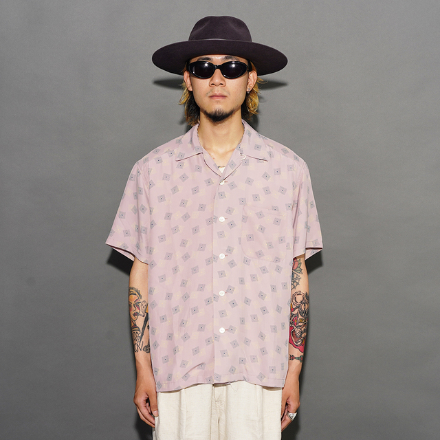 TROPHY CLOTHING/トロフィークロージング「Town Craft Rayon S/S Shirt / SALMON」オープンカラーS/Sシャツ
