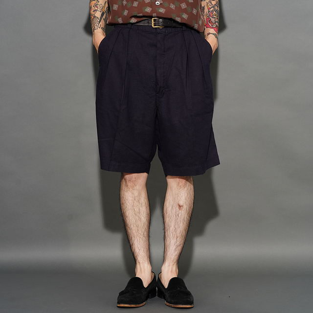 TR26SS-603 /「Havana 2 Pleats Shorts / NAVY」ショートパンツ