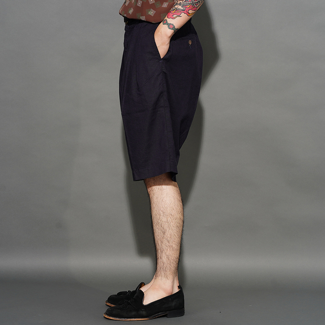 TR26SS-603 /「Havana 2 Pleats Shorts / NAVY」ショートパンツ