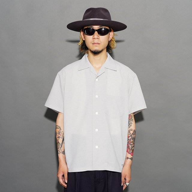 TROPHY CLOTHING/トロフィークロージング「"MONOCHROME" Utility S/S Shirt / WHITE」シャドーギンガムチェックS/Sシャツ