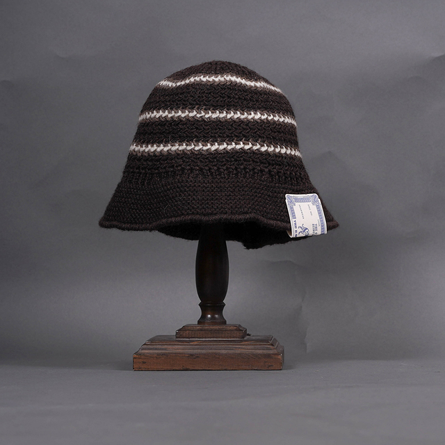 THE H.W.DOG&CO/ザエイチダブリュードッグアンドコー「BORDER KNIT HAT / BROWN」ニットハット