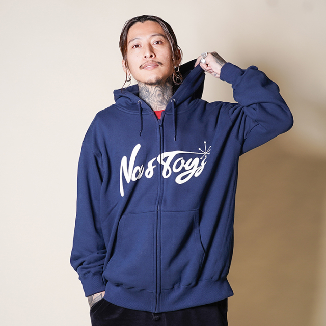 NTC-240201/「Side Logo Sweat Zip Parka / NAVY」スウェットジップ 
