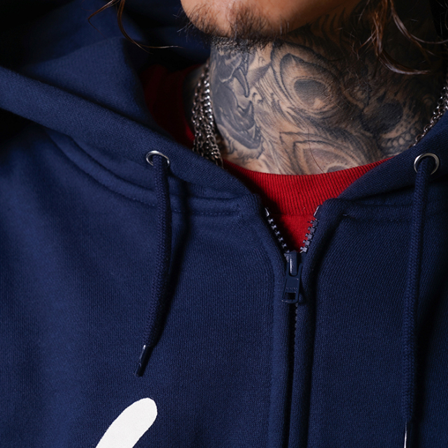 NTC-240201/「Side Logo Sweat Zip Parka / NAVY」スウェットジップ 