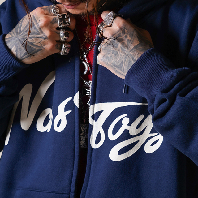 NTC-240201/「Side Logo Sweat Zip Parka / NAVY」スウェットジップ 