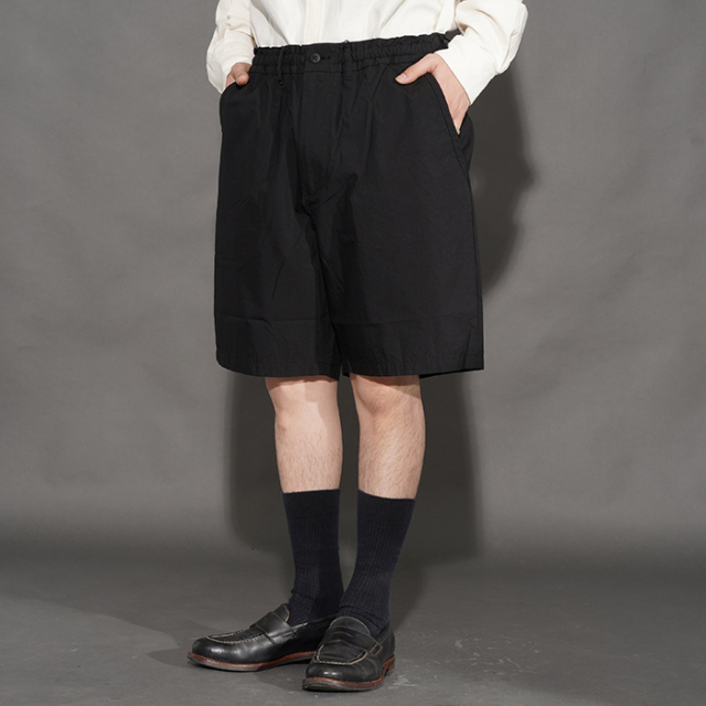 PORTER CLASSIC / ポータークラシック「POPLIN EAZY SHORTS / BLACK」ポプリン生地ショートパンツ