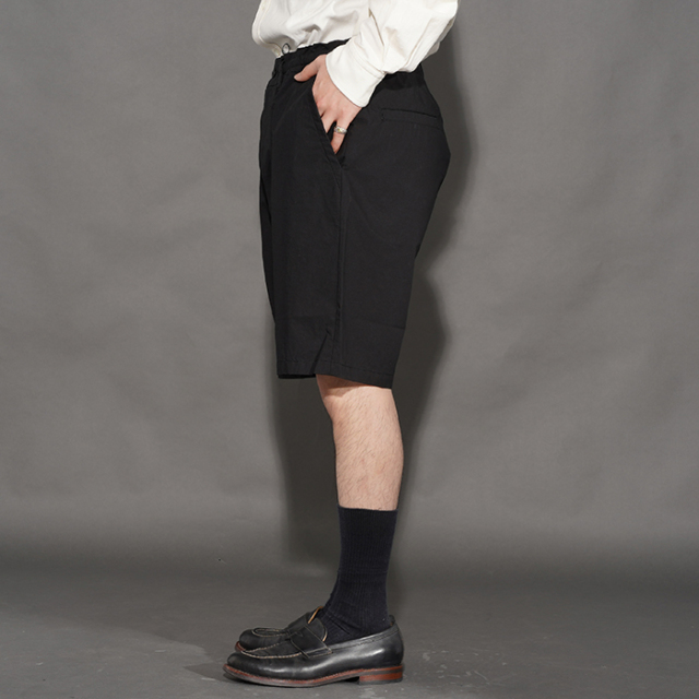 PORTER CLASSIC / ポータークラシック「POPLIN EAZY SHORTS / BLACK
