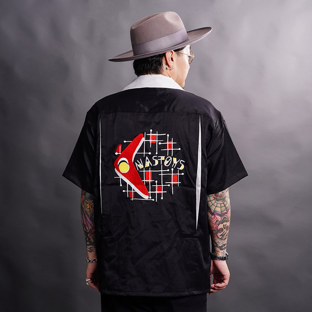 NTS-260401 /「Atomic Bowling S/S Shirts / BLACK」ボーリング半袖シャツ