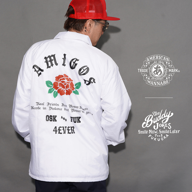 【LIMITED ITEM】BUDDY JOKES×AMERICAN WANNABE「 BW AMIGOS COACH JACKET / WHITE」コーチジャケット