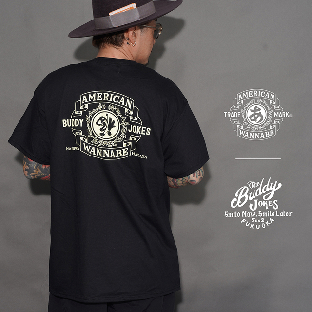 【LIMITED ITEM】BUDDY JOKES×AMERICAN WANNABE「 BW TRADE MARK S/S TEE / BLACK」S/S Tシャツ