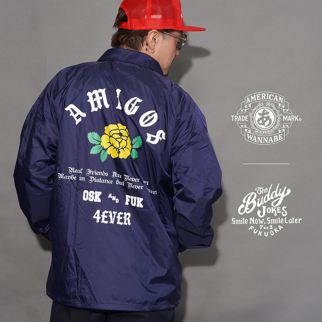 【LIMITED ITEM】BUDDY JOKES×AMERICAN WANNABE「 BW AMIGOS COACH JACKET / NAVY」コーチジャケット