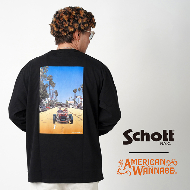 楽天市場】Schott × AMERICAN WANNABE「×AW CREW SWEAT/ BLACK