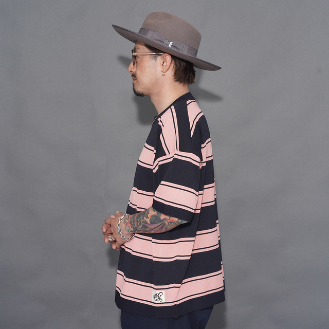 NTCO-260101 /「Border Crew Neck S/S Knit / PINK×BLACK」ボーダー