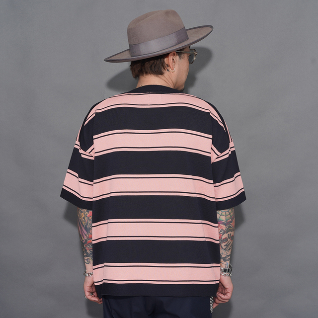 NTCO-260101 /「Border Crew Neck S/S Knit / PINK×BLACK」ボーダー