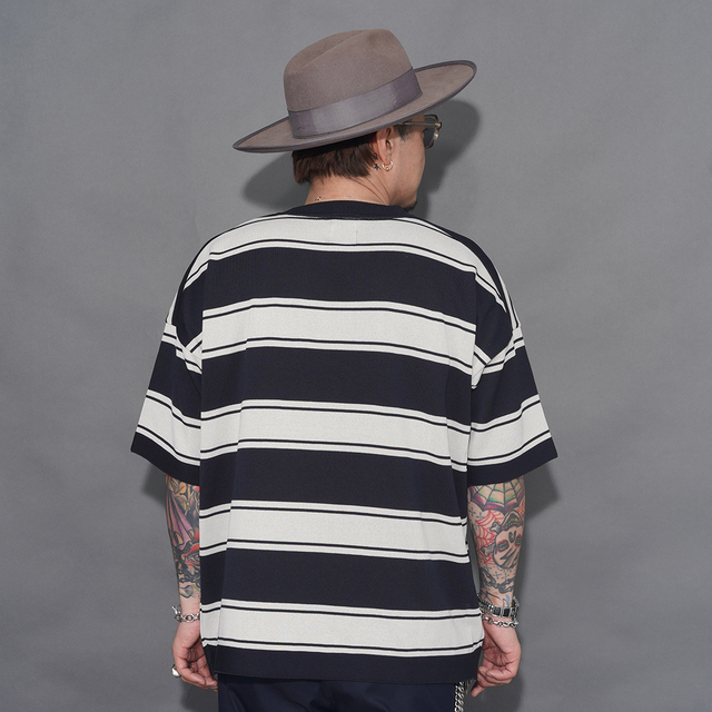 NTCO-260101 /「Border Crew Neck S/S Knit / BLACK×GRAY」ボーダー