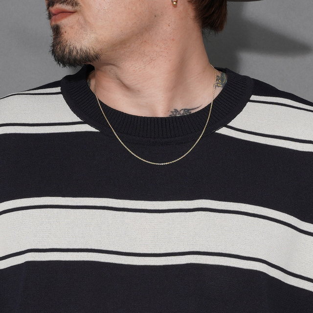 NTCO-260101 /「Border Crew Neck S/S Knit / BLACK×GRAY」ボーダー