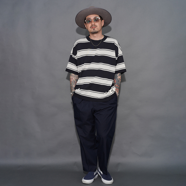 NTCO-260101 /「Border Crew Neck S/S Knit / BLACK×GRAY」ボーダー