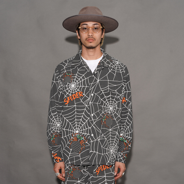 WEIRDO/ウィアード「SPIDER - L/S SHIRTS / BLACK」オリジナルポリエステル生地L/Sシャツ