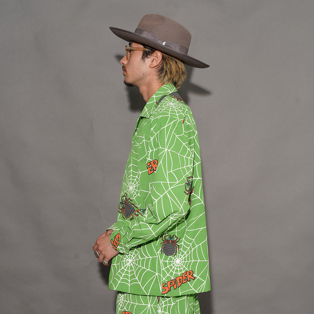WRD6107 /「SPIDER - L/S SHIRTS / GREEN」オリジナルポリエステル生地