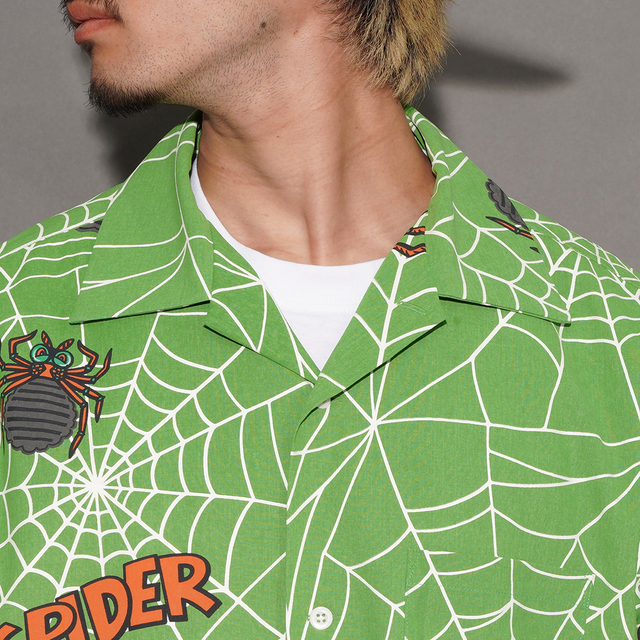 WRD6107 /「SPIDER - L/S SHIRTS / GREEN」オリジナルポリエステル生地