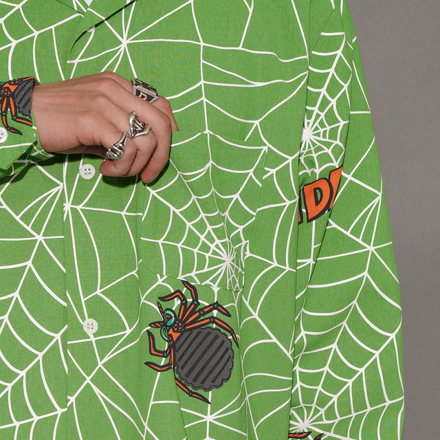 WRD6107 /「SPIDER - L/S SHIRTS / GREEN」オリジナルポリエステル生地