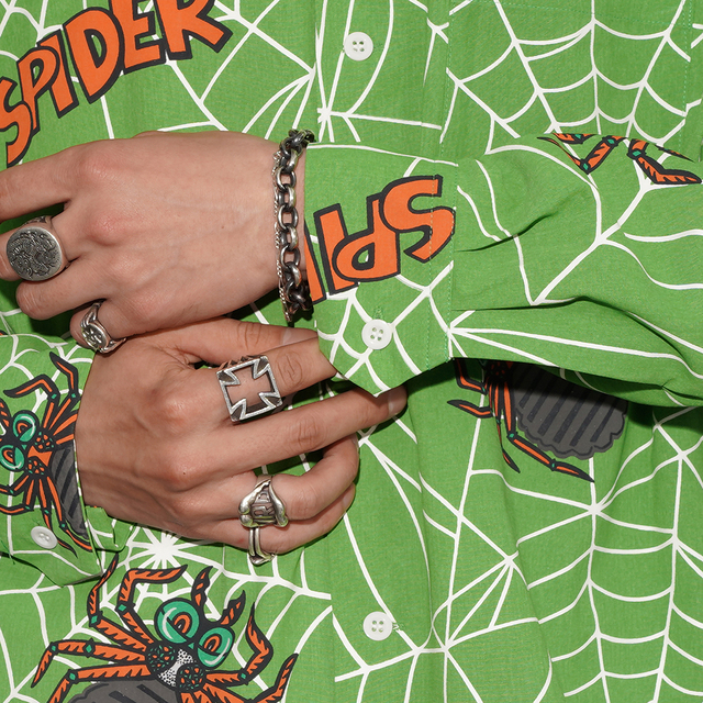 WRD6107 /「SPIDER - L/S SHIRTS / GREEN」オリジナルポリエステル生地