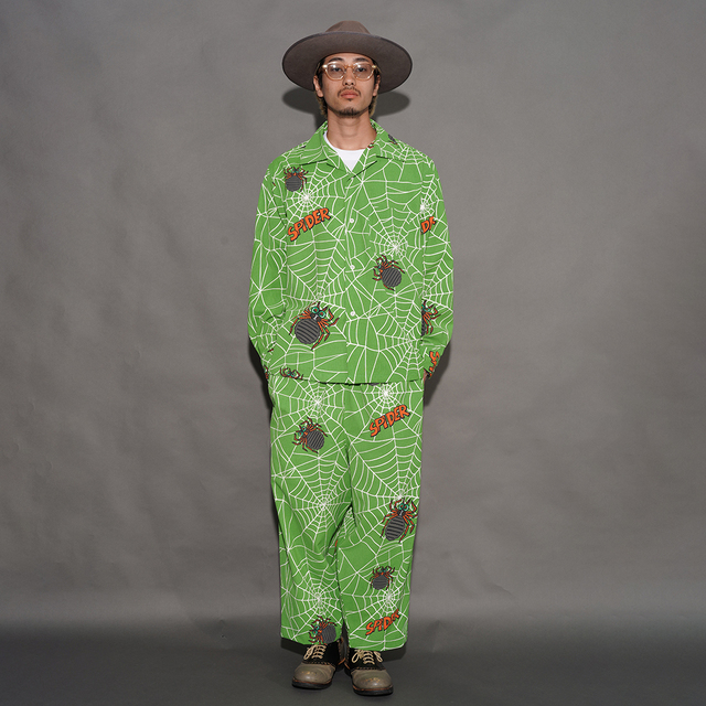 WRD6107 /「SPIDER - L/S SHIRTS / GREEN」オリジナルポリエステル生地