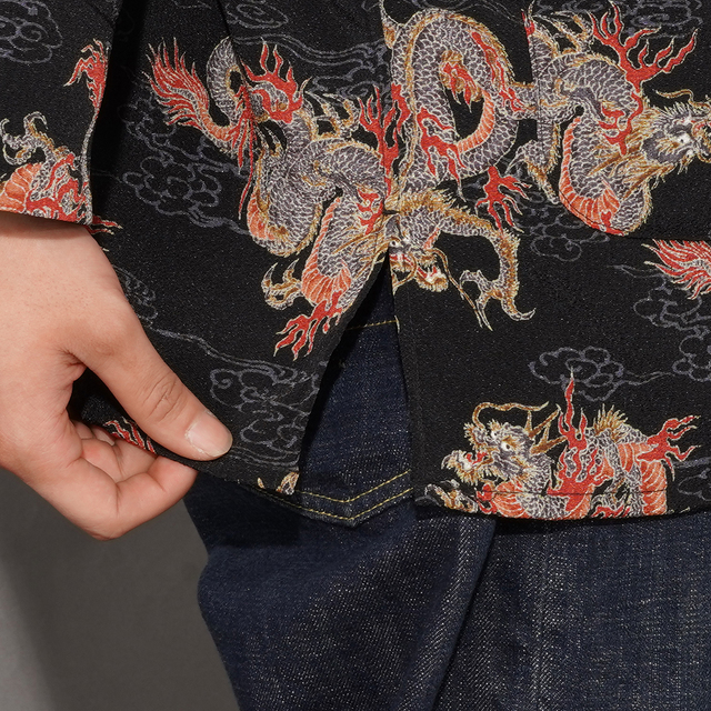 BSSL-26108 /「“Japanese Lion and Peony” Night Shirt / Midnight