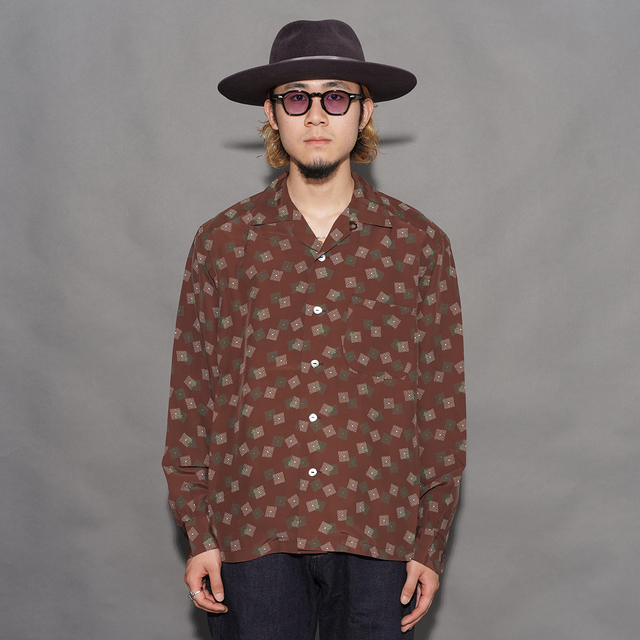 TROPHY CLOTHING/トロフィークロージング「Town Craft Rayon L/S Shirt / BROWN」フィラメントレーヨンL/Sシャツ