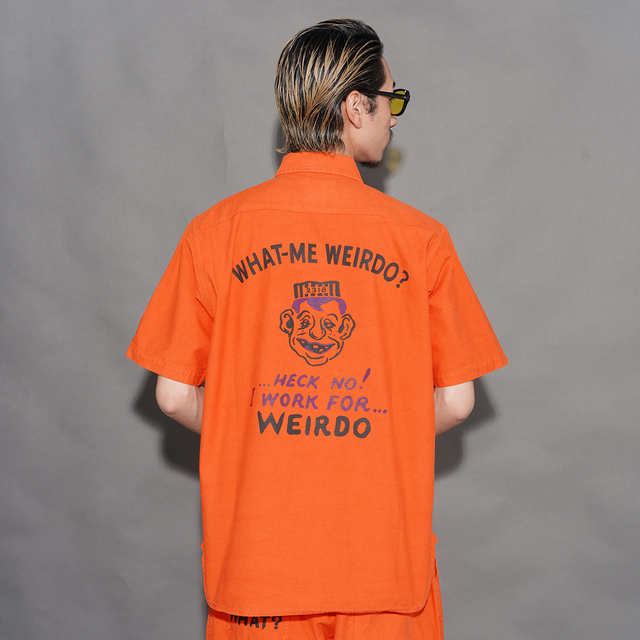 WEIRDO/ウィアード「WHAT-ME WEIRDO? - S/S WORK SHIRTS / ORAGE」バックサテンS/Sワークシャツ