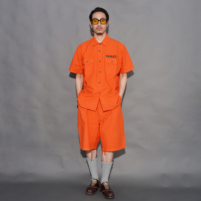 WRD6114 /「WHAT-ME WEIRDO? - S/S WORK SHIRTS / ORAGE」バックサテン