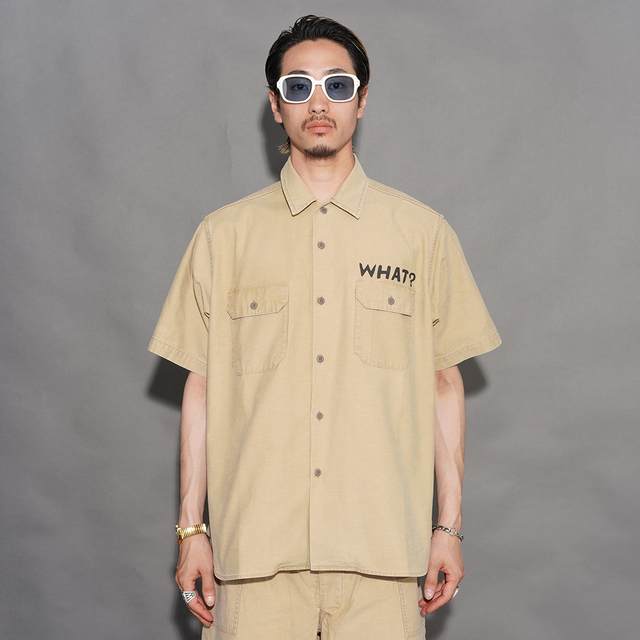 WRD6114 /「WHAT-ME WEIRDO? - S/S WORK SHIRTS / BEIGE」バックサテン